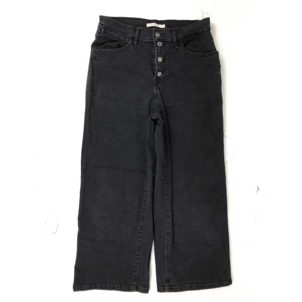 Levis Mile High Cropped Wide Leg Jeans Button Fly High Waist  Denim 29
